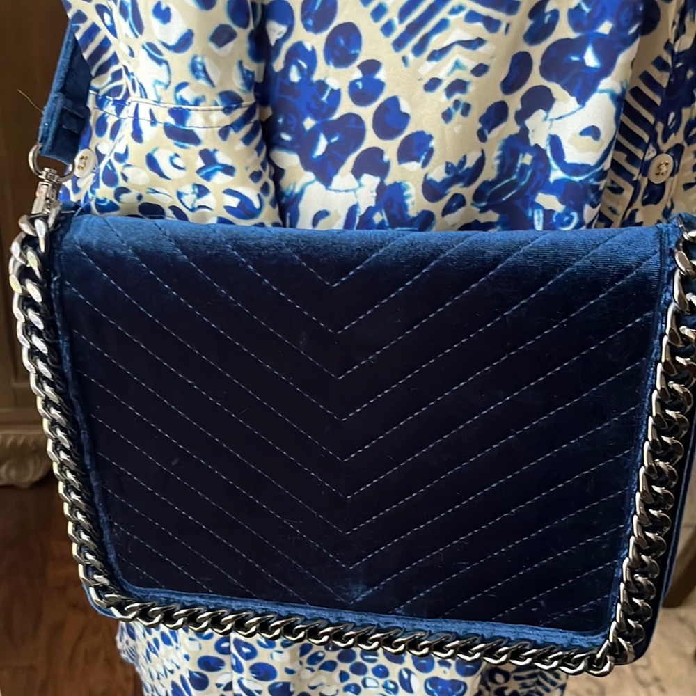 Aldo blue velvet evening crossbody bag - Picture 3 of 17